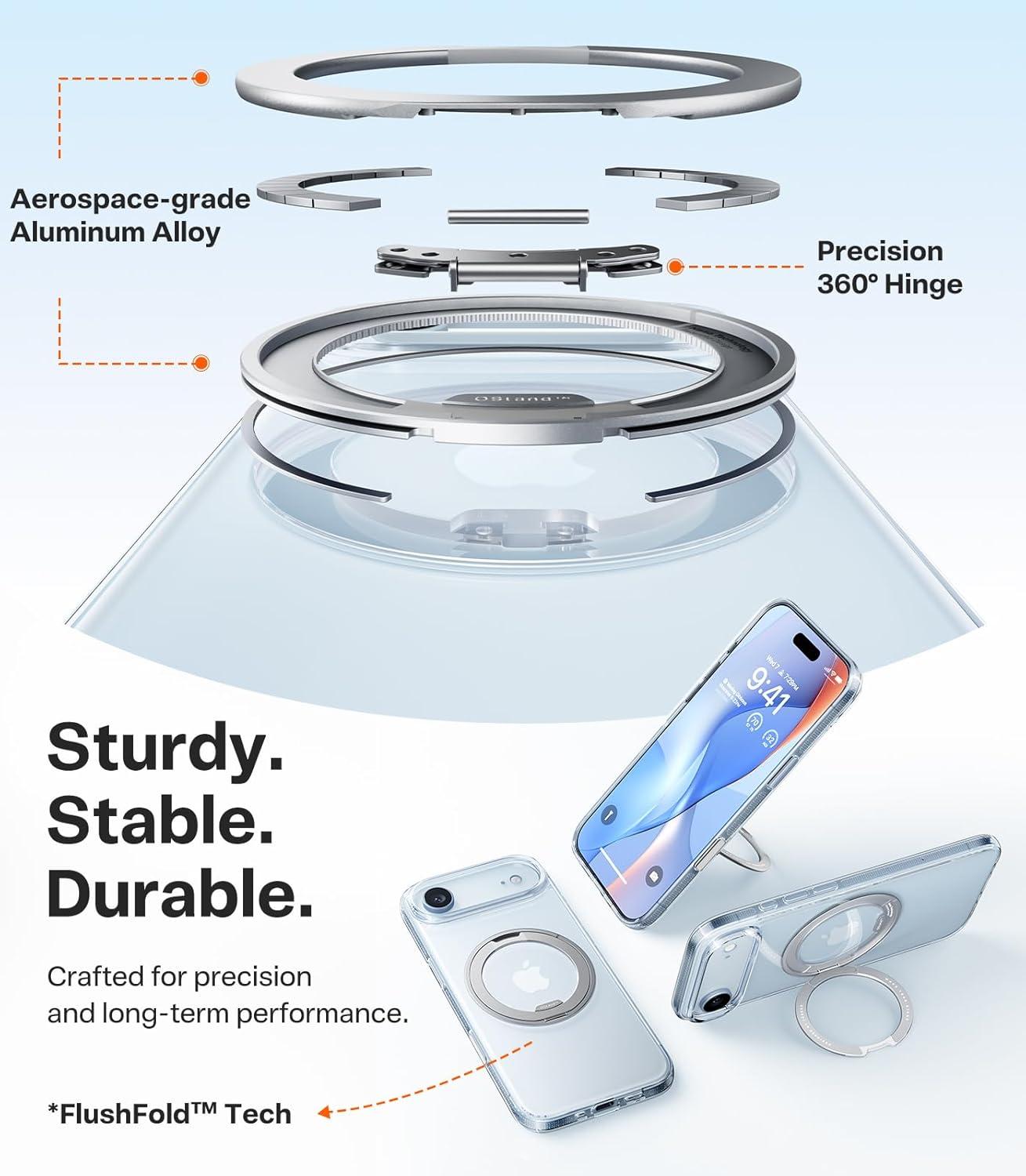 imageTORRAS for iPhone 17 Pro Max Case 360 Magnetic Stand Fit for MagSafe 4X MilitaryGrade Protection Slim Case for iPhone 17 Pro Max 69 Translucent Deep Blue Ostand O3 Fitness SeriesBCrystal Clear