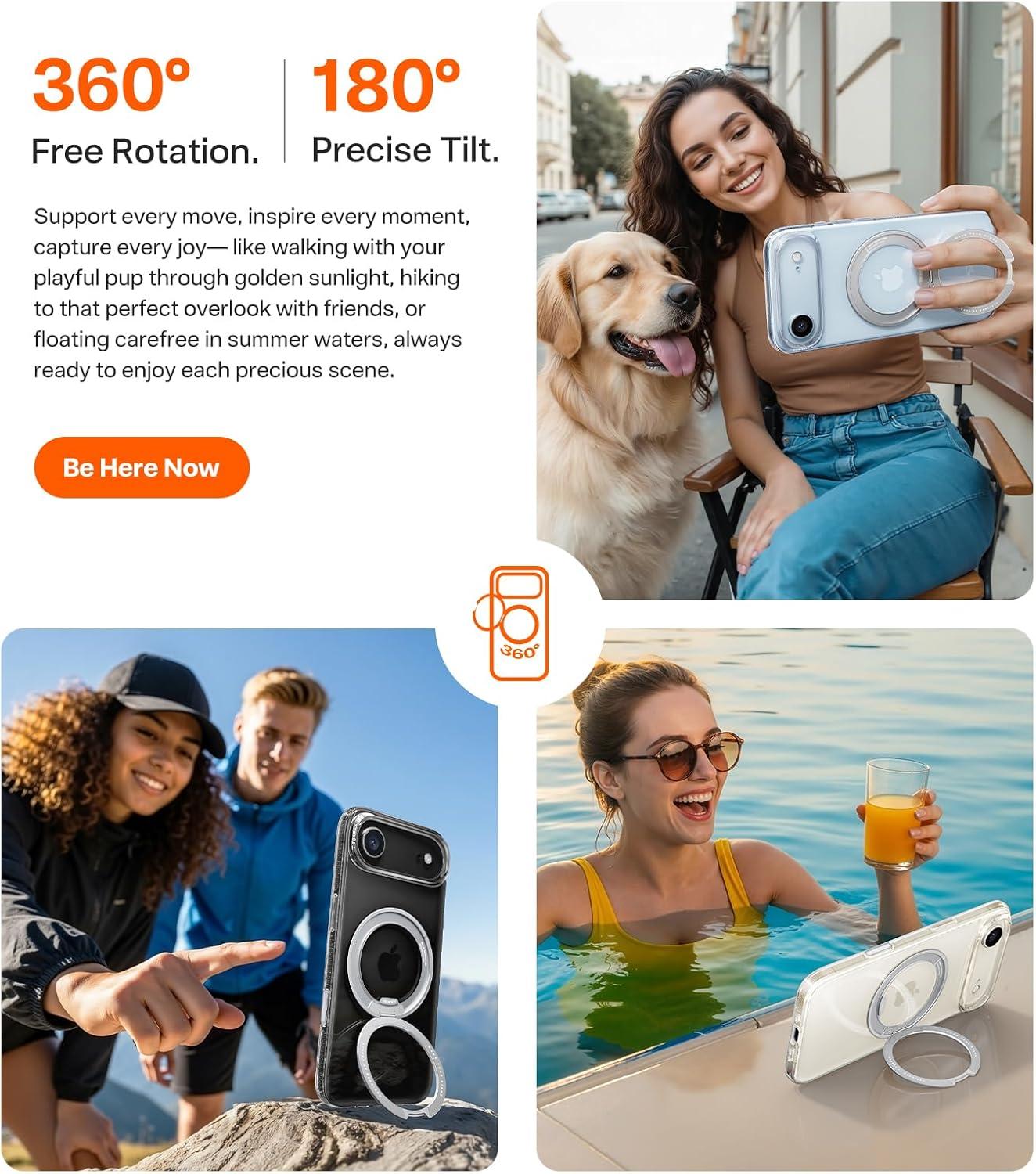 imageTORRAS for iPhone 17 Pro Max Case 360 Magnetic Stand Fit for MagSafe 4X MilitaryGrade Protection Slim Case for iPhone 17 Pro Max 69 Translucent Deep Blue Ostand O3 Fitness SeriesBCrystal Clear