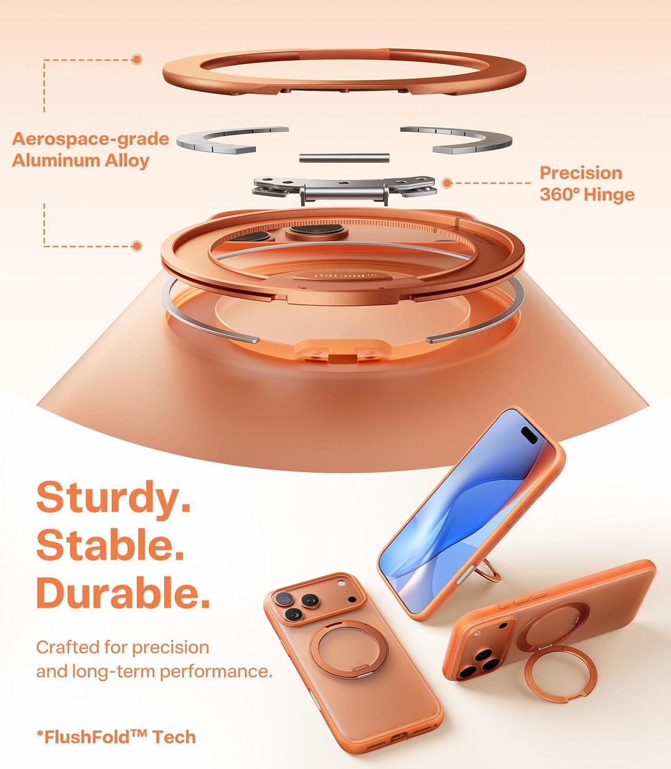 imageTORRAS for iPhone 17 Pro Max Case 360 Magnetic Stand Fit for MagSafe 4X MilitaryGrade Protection Slim Case for iPhone 17 Pro Max 69 Translucent Deep Blue Ostand O3 Fitness SeriesFCosmic Orange