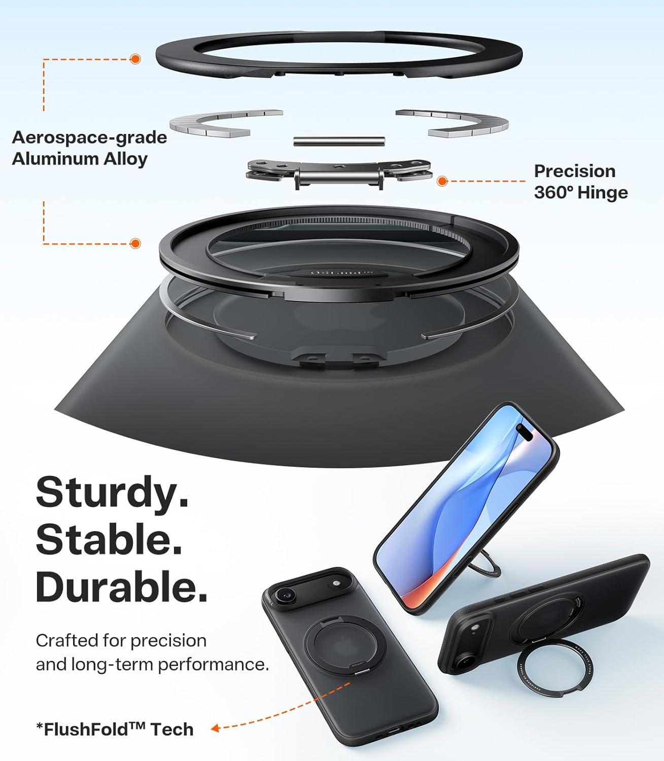 imageTORRAS for iPhone 17 Pro Max Case 360 Magnetic Stand Fit for MagSafe 4X MilitaryGrade Protection Slim Case for iPhone 17 Pro Max 69 Translucent Deep Blue Ostand O3 Fitness SeriesCObsidian Black