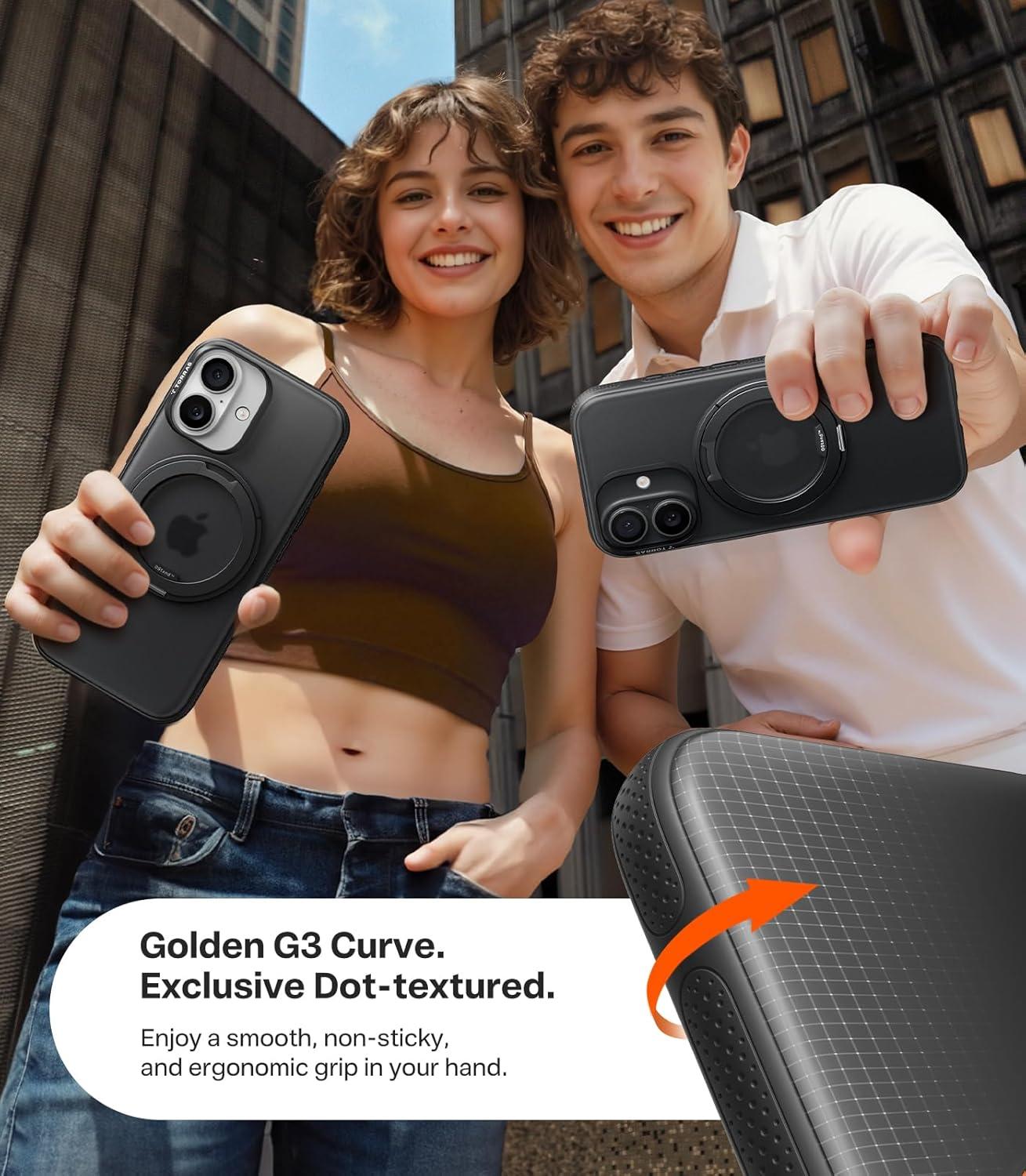 imageTORRAS for iPhone 17 Pro Max Case 360 Magnetic Stand Fit for MagSafe 4X MilitaryGrade Protection Slim Case for iPhone 17 Pro Max 69 Translucent Deep Blue Ostand O3 Fitness SeriesCObsidian Black