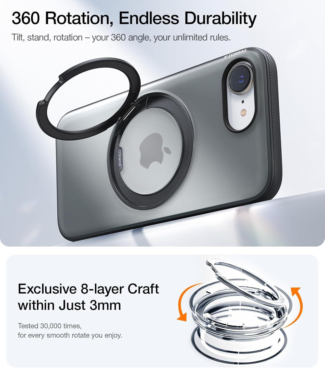 imageTORRAS for iPhone 17 Pro Max Case 360 Magnetic Stand Fit for MagSafe 4X MilitaryGrade Protection Slim Case for iPhone 17 Pro Max 69 Translucent Deep Blue Ostand O3 Fitness SeriesCObsidian Black