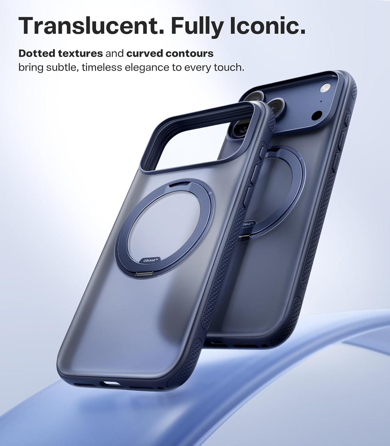 imageTORRAS for iPhone 17 Pro Max Case 360 Magnetic Stand Fit for MagSafe 4X MilitaryGrade Protection Slim Case for iPhone 17 Pro Max 69 Translucent Deep Blue Ostand O3 Fitness SeriesADeep Blue