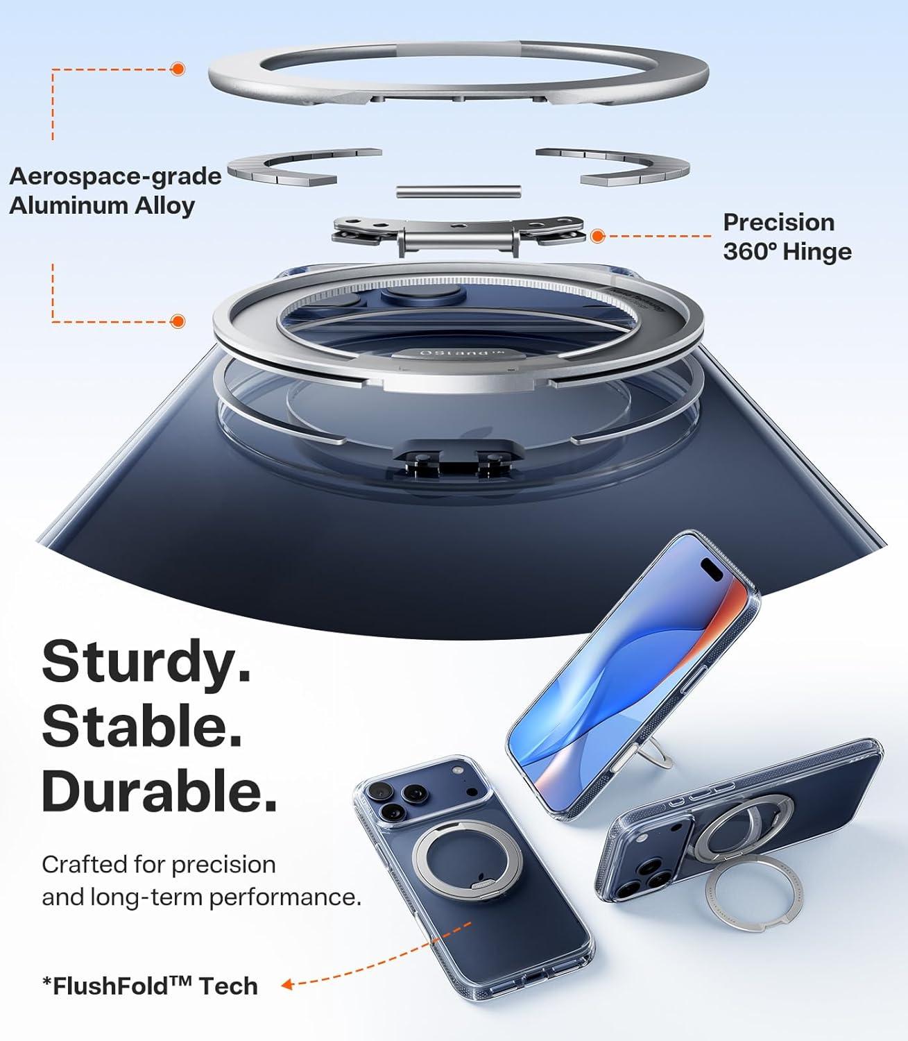 imageTORRAS for iPhone 17 Pro Max Case 360 Magnetic Stand Fit for MagSafe 4X MilitaryGrade Protection Slim Case for iPhone 17 Pro Max 69 Translucent Deep Blue Ostand O3 Fitness SeriesBCrystal Clear