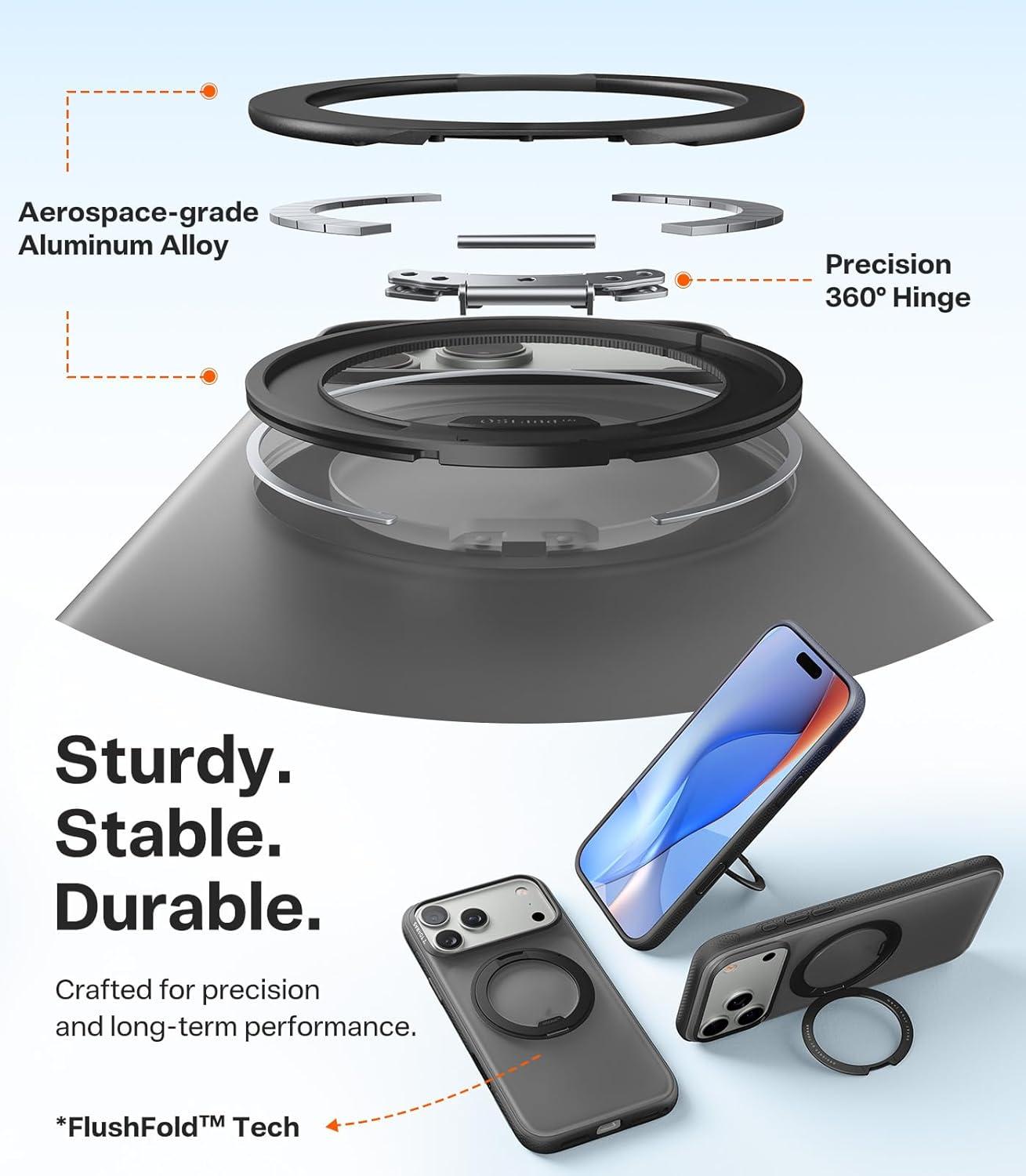 imageTORRAS for iPhone 17 Pro Max Case 360 Magnetic Stand Fit for MagSafe 4X MilitaryGrade Protection Slim Case for iPhone 17 Pro Max 69 Translucent Deep Blue Ostand O3 Fitness SeriesCObsidian Black