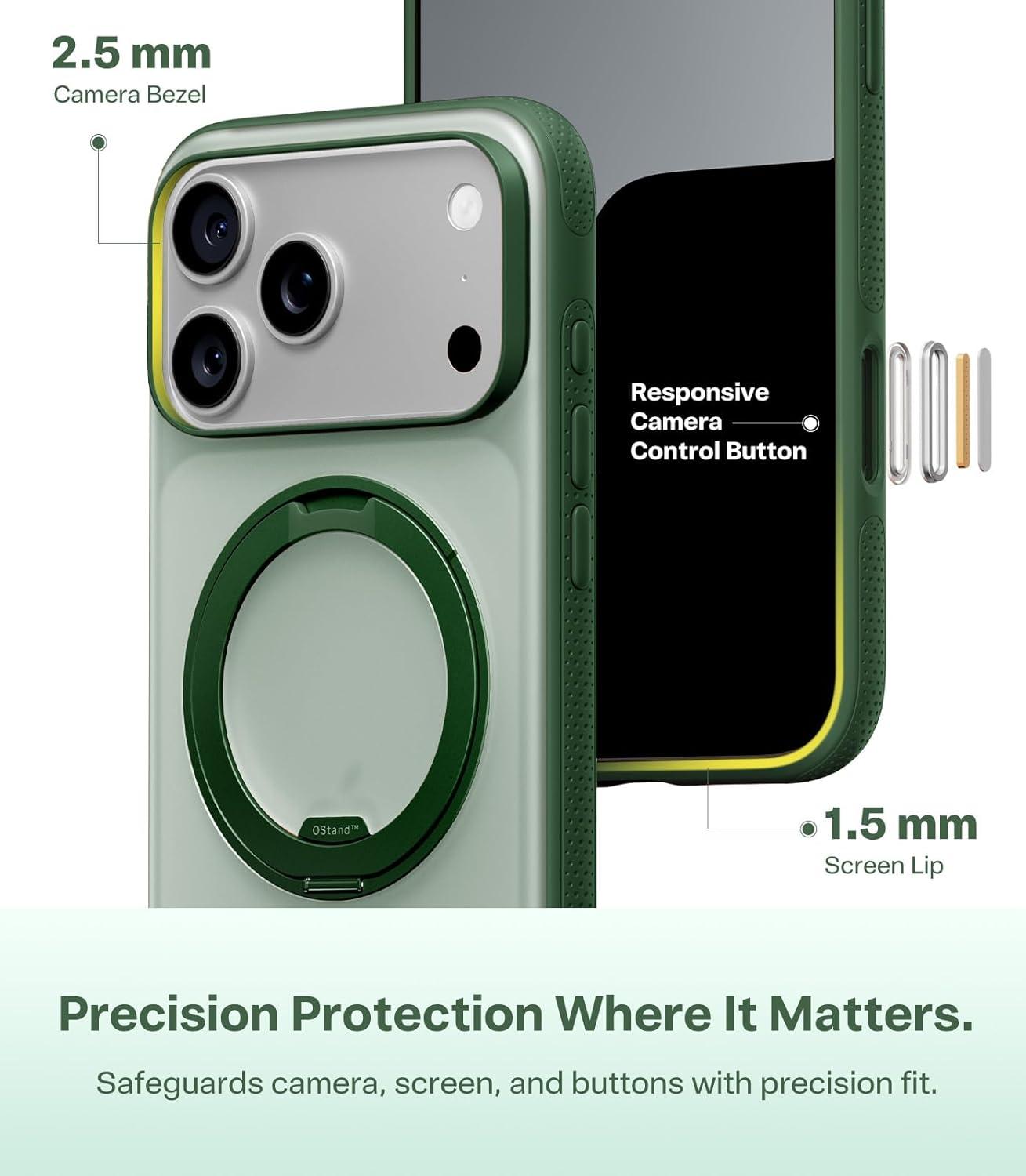 imageTORRAS for iPhone 17 Pro Max Case 360 Magnetic Stand Fit for MagSafe 4X MilitaryGrade Protection Slim Case for iPhone 17 Pro Max 69 Translucent Deep Blue Ostand O3 Fitness SeriesEPine Green