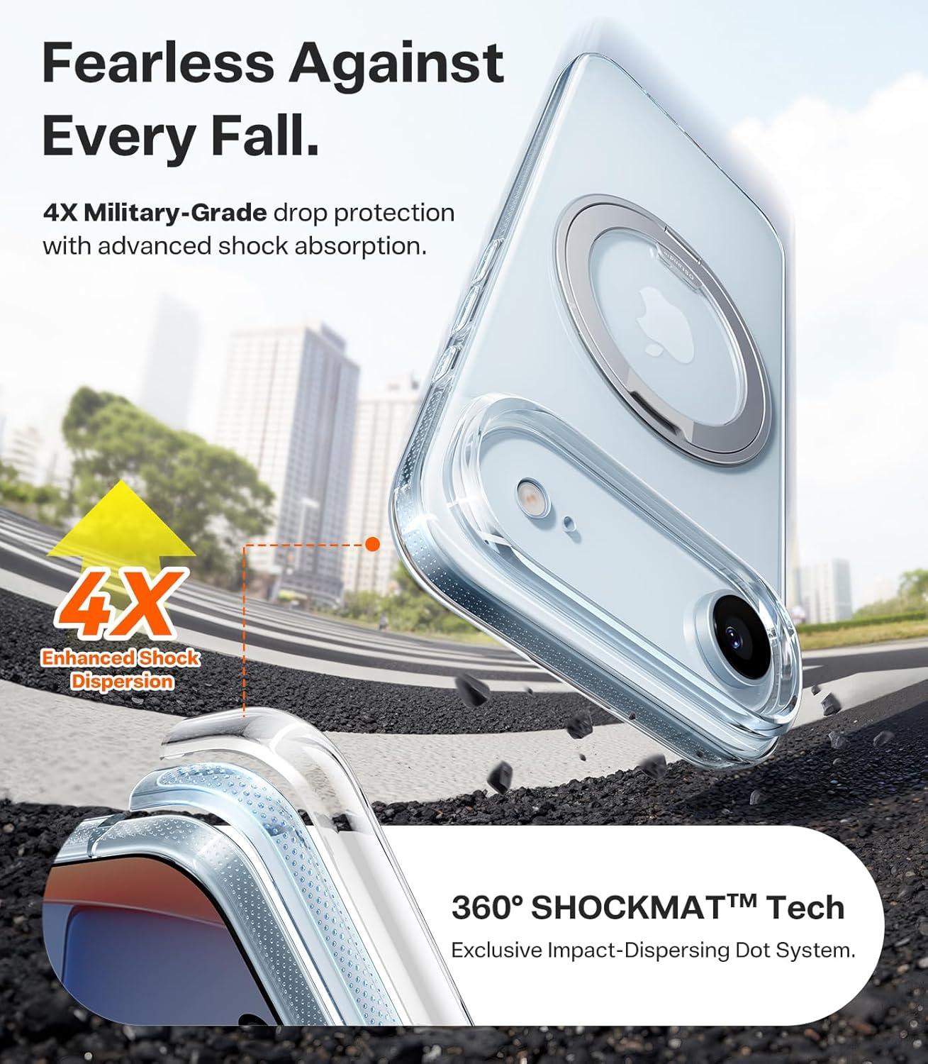 imageTORRAS for iPhone 17 Pro Max Case 360 Magnetic Stand Fit for MagSafe 4X MilitaryGrade Protection Slim Case for iPhone 17 Pro Max 69 Translucent Deep Blue Ostand O3 Fitness SeriesBCrystal Clear