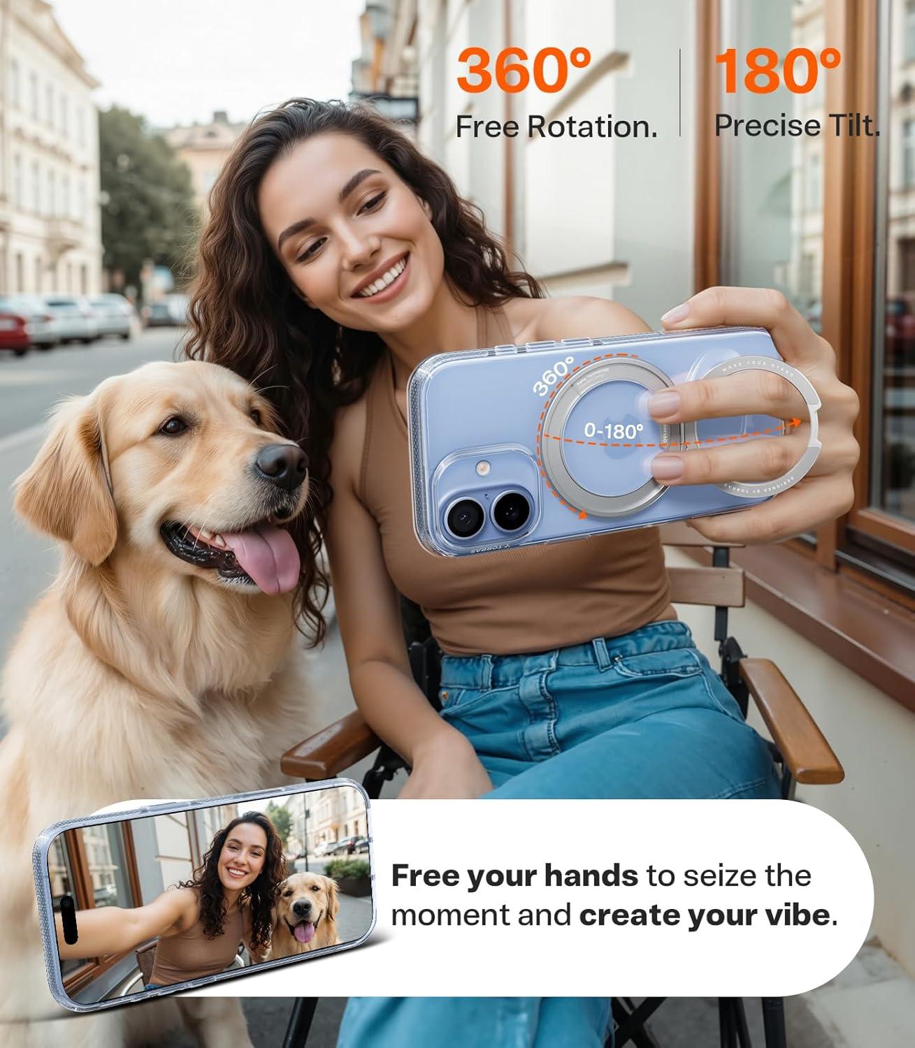 imageTORRAS for iPhone 17 Pro Max Case 360 Magnetic Stand Fit for MagSafe 4X MilitaryGrade Protection Slim Case for iPhone 17 Pro Max 69 Translucent Deep Blue Ostand O3 Fitness SeriesBCrystal Clear