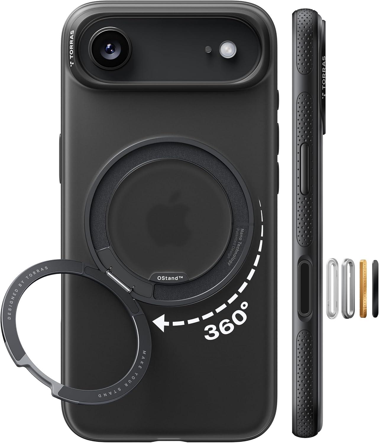 imageTORRAS for iPhone 17 Pro Max Case 360 Magnetic Stand Fit for MagSafe 4X MilitaryGrade Protection Slim Case for iPhone 17 Pro Max 69 Translucent Deep Blue Ostand O3 Fitness SeriesCObsidian Black