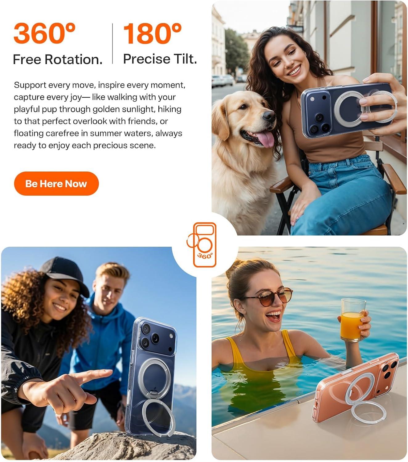 imageTORRAS for iPhone 17 Pro Max Case 360 Magnetic Stand Fit for MagSafe 4X MilitaryGrade Protection Slim Case for iPhone 17 Pro Max 69 Translucent Deep Blue Ostand O3 Fitness SeriesBCrystal Clear