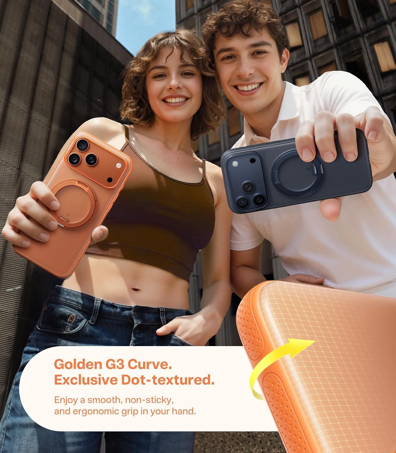 imageTORRAS for iPhone 17 Pro Max Case 360 Magnetic Stand Fit for MagSafe 4X MilitaryGrade Protection Slim Case for iPhone 17 Pro Max 69 Translucent Deep Blue Ostand O3 Fitness SeriesFCosmic Orange