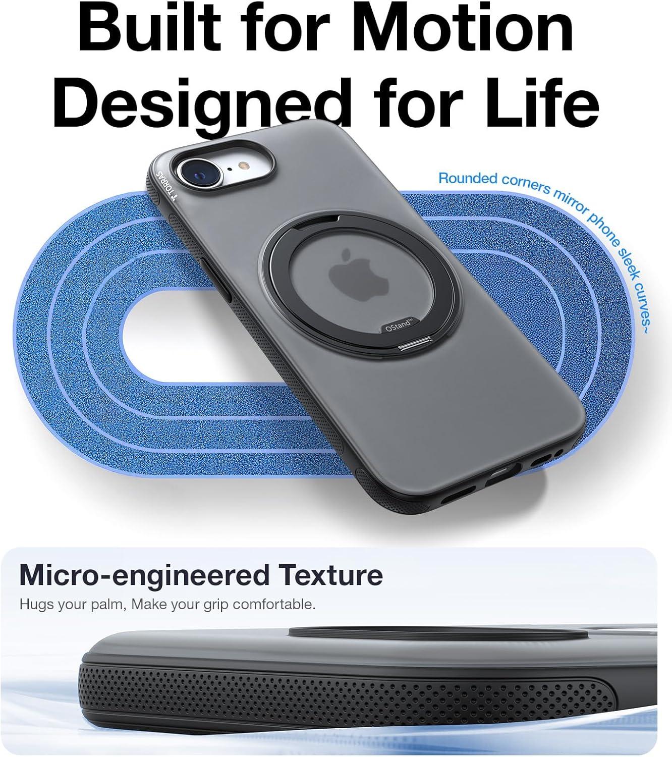 imageTORRAS for iPhone 17 Pro Max Case 360 Magnetic Stand Fit for MagSafe 4X MilitaryGrade Protection Slim Case for iPhone 17 Pro Max 69 Translucent Deep Blue Ostand O3 Fitness SeriesCObsidian Black