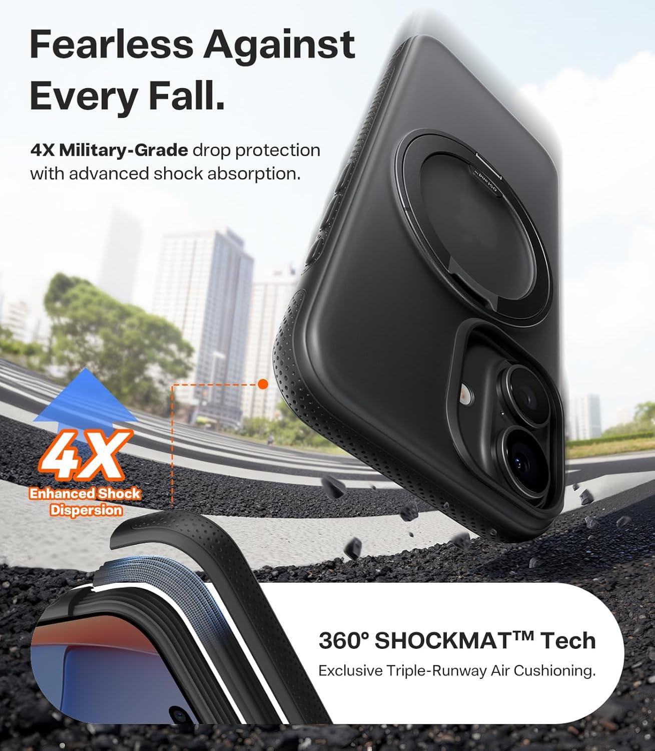 imageTORRAS for iPhone 17 Pro Max Case 360 Magnetic Stand Fit for MagSafe 4X MilitaryGrade Protection Slim Case for iPhone 17 Pro Max 69 Translucent Deep Blue Ostand O3 Fitness SeriesCObsidian Black