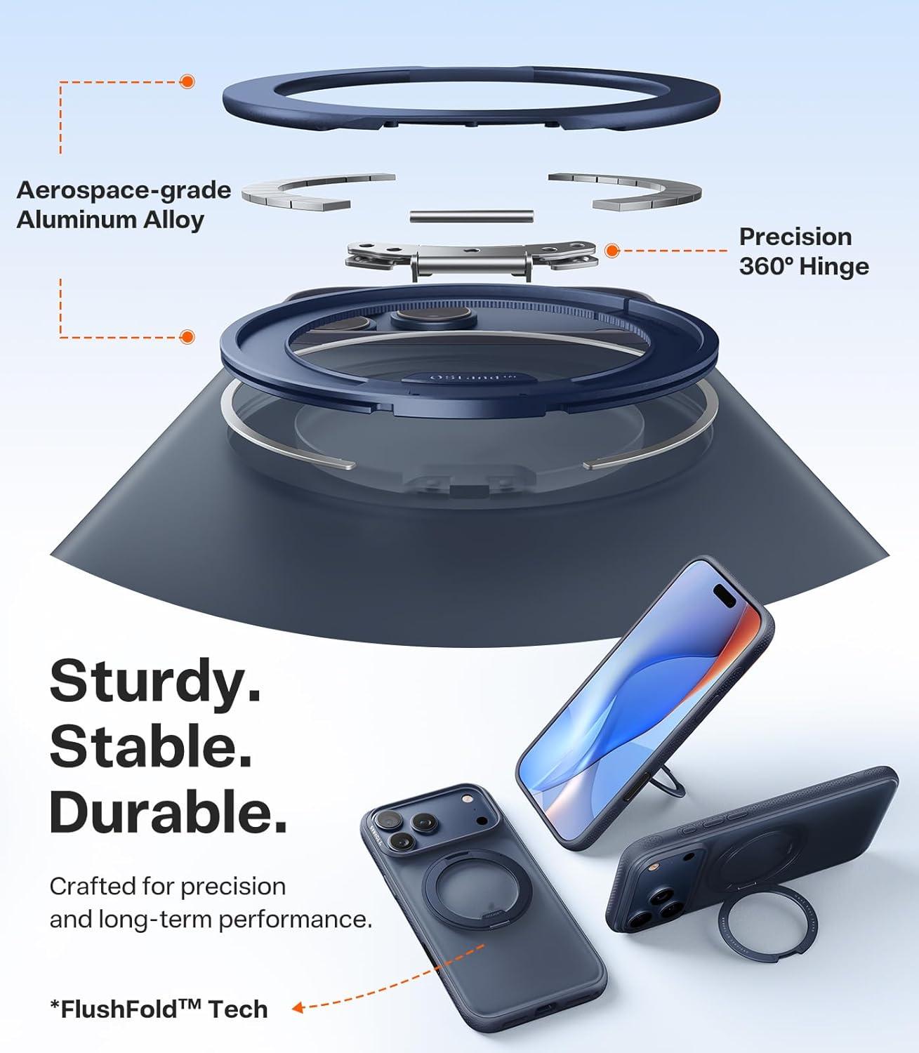 imageTORRAS for iPhone 17 Pro Max Case 360 Magnetic Stand Fit for MagSafe 4X MilitaryGrade Protection Slim Case for iPhone 17 Pro Max 69 Translucent Deep Blue Ostand O3 Fitness SeriesADeep Blue