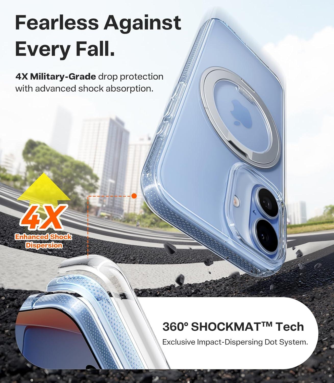 imageTORRAS for iPhone 17 Pro Max Case 360 Magnetic Stand Fit for MagSafe 4X MilitaryGrade Protection Slim Case for iPhone 17 Pro Max 69 Translucent Deep Blue Ostand O3 Fitness SeriesBCrystal Clear