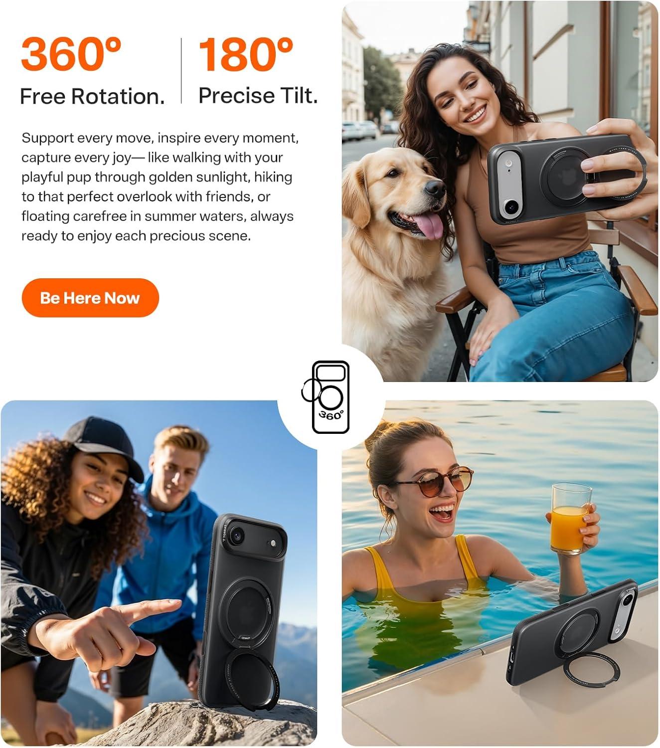 imageTORRAS for iPhone 17 Pro Max Case 360 Magnetic Stand Fit for MagSafe 4X MilitaryGrade Protection Slim Case for iPhone 17 Pro Max 69 Translucent Deep Blue Ostand O3 Fitness SeriesCObsidian Black