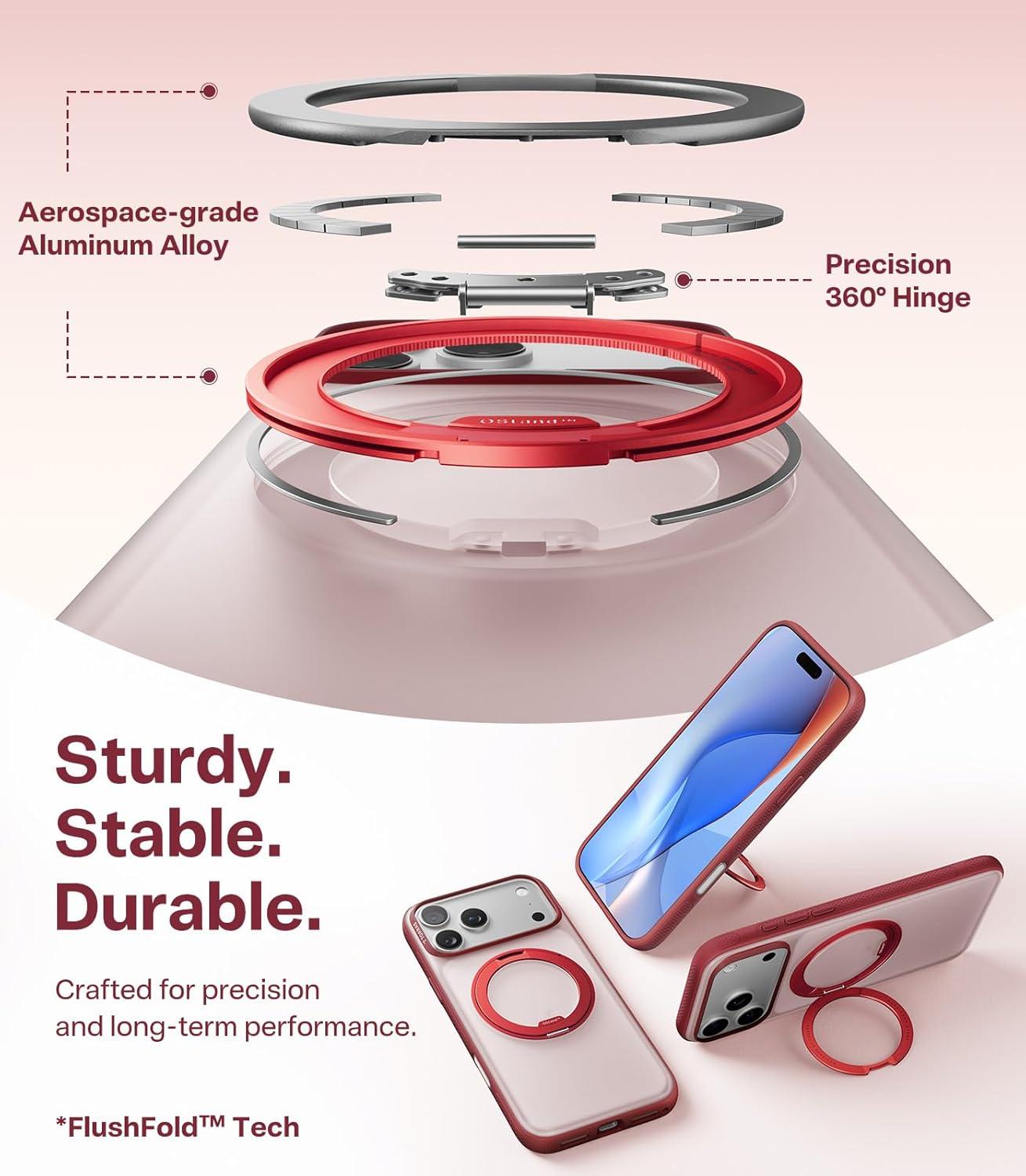 imageTORRAS for iPhone 17 Pro Max Case 360 Magnetic Stand Fit for MagSafe 4X MilitaryGrade Protection Slim Case for iPhone 17 Pro Max 69 Translucent Deep Blue Ostand O3 Fitness SeriesDBurgundy Red