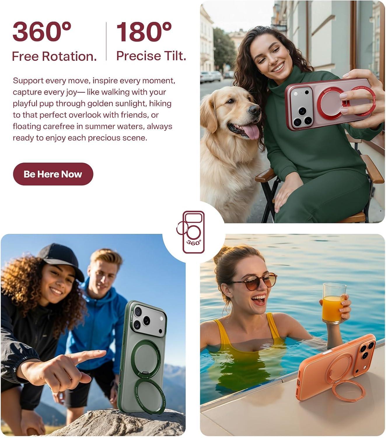 imageTORRAS for iPhone 17 Pro Max Case 360 Magnetic Stand Fit for MagSafe 4X MilitaryGrade Protection Slim Case for iPhone 17 Pro Max 69 Translucent Deep Blue Ostand O3 Fitness SeriesDBurgundy Red