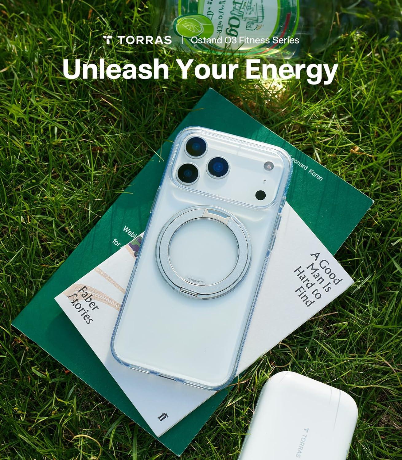 imageTORRAS for iPhone 17 Pro Max Case 360 Magnetic Stand Fit for MagSafe 4X MilitaryGrade Protection Slim Case for iPhone 17 Pro Max 69 Translucent Deep Blue Ostand O3 Fitness SeriesBCrystal Clear