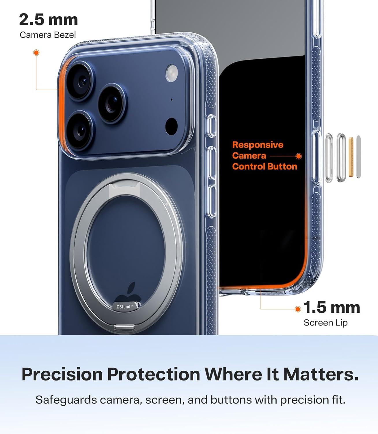 imageTORRAS for iPhone 17 Pro Max Case 360 Magnetic Stand Fit for MagSafe 4X MilitaryGrade Protection Slim Case for iPhone 17 Pro Max 69 Translucent Deep Blue Ostand O3 Fitness SeriesBCrystal Clear