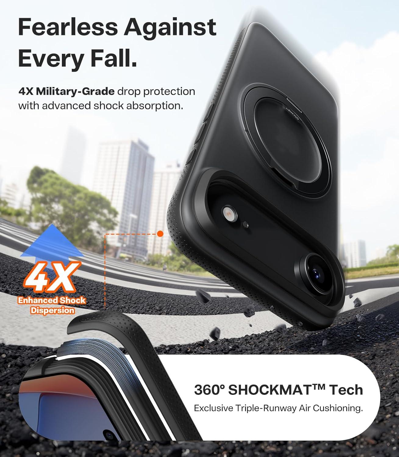 imageTORRAS for iPhone 17 Pro Max Case 360 Magnetic Stand Fit for MagSafe 4X MilitaryGrade Protection Slim Case for iPhone 17 Pro Max 69 Translucent Deep Blue Ostand O3 Fitness SeriesCObsidian Black