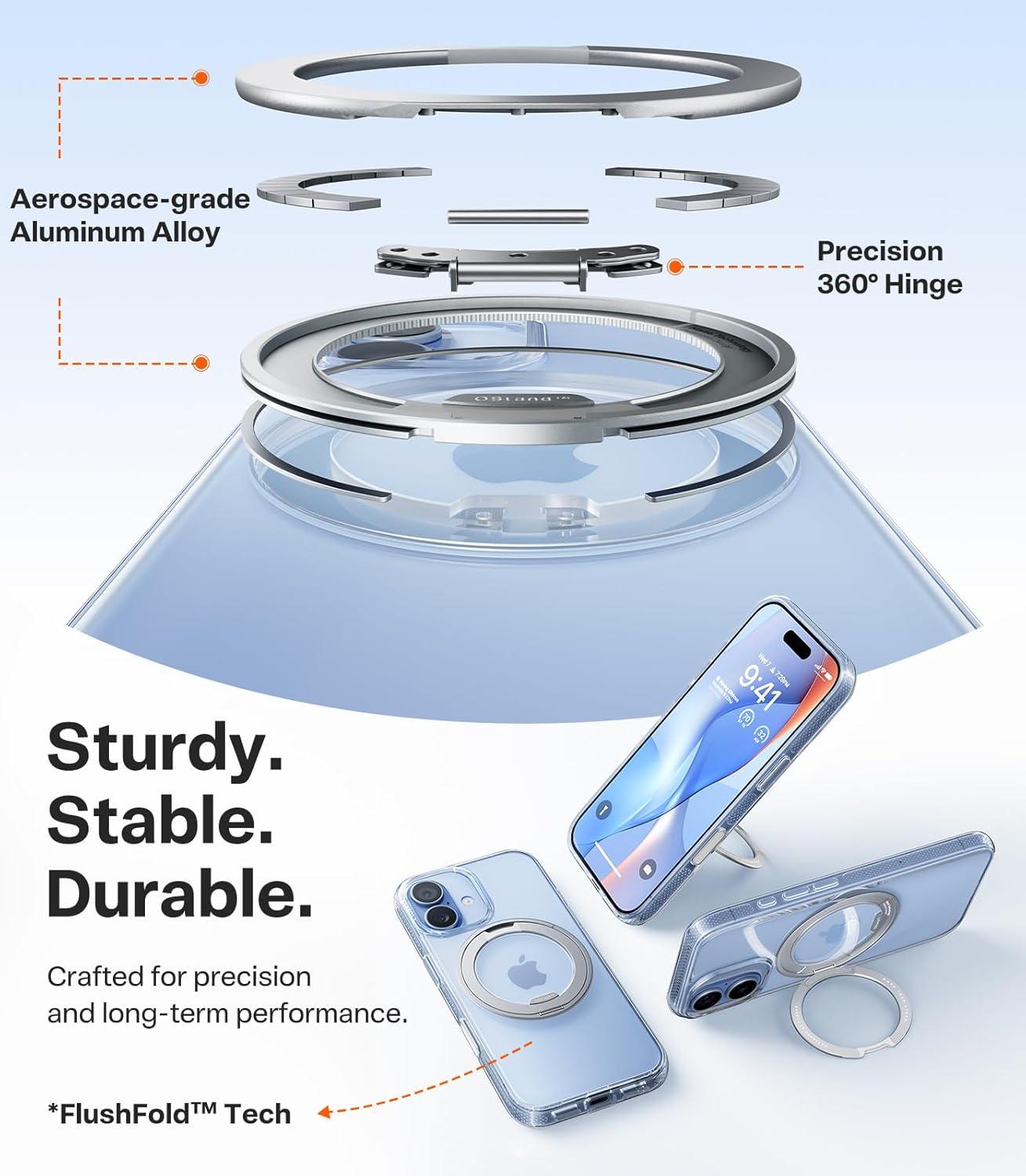 imageTORRAS for iPhone 17 Pro Max Case 360 Magnetic Stand Fit for MagSafe 4X MilitaryGrade Protection Slim Case for iPhone 17 Pro Max 69 Translucent Deep Blue Ostand O3 Fitness SeriesBCrystal Clear