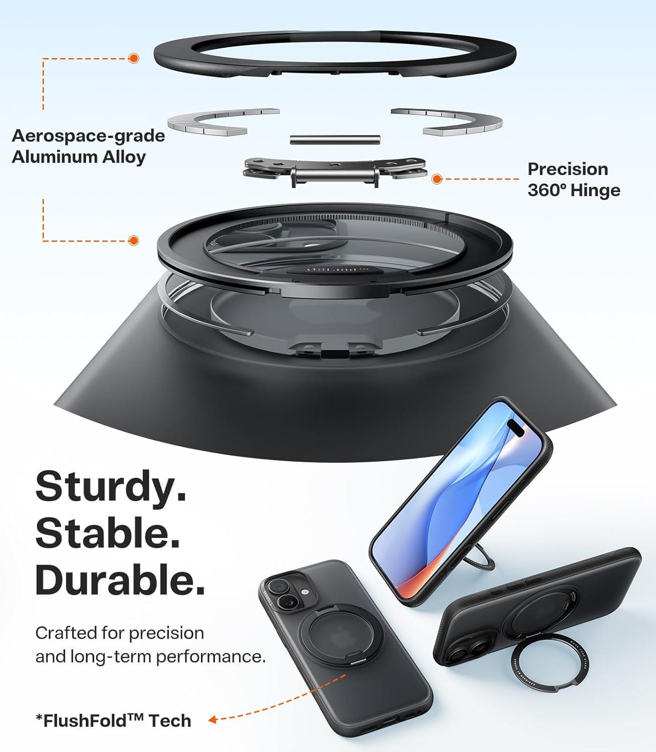 imageTORRAS for iPhone 17 Pro Max Case 360 Magnetic Stand Fit for MagSafe 4X MilitaryGrade Protection Slim Case for iPhone 17 Pro Max 69 Translucent Deep Blue Ostand O3 Fitness SeriesCObsidian Black