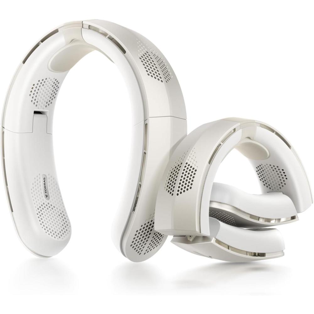 imageTORRAS COOLiTE Neck Fan Industrys Strongest Wind Power Portable Neck Fan with 14H Battery 360 Cooling Neck Fan Lightweight amp Foldable Neck Fans for Outdoor Travel Gifts for Dad Women IvoryIvory