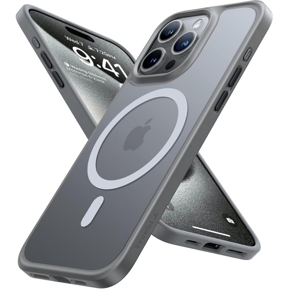 imageTORRAS Magnetic Shockproof for iPhone 16 Case18N Mighty Magnetic 12FT Military Grade Drop Tested Fit for MagSafe Protective Hard Back Plastic Slim Phone Case for iPhone 16 61 Black TitaniumNatural Titanium