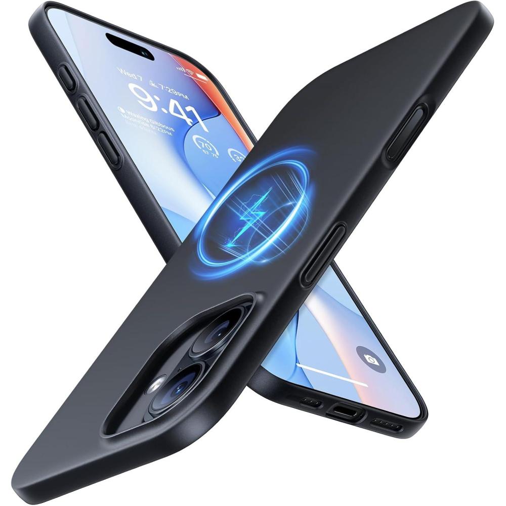 imageTORRAS Magnetic Slim Fit for iPhone 17 Case UltraThin Compatible with MagSafe Stronger Magnetic  Thinner Lightweight Matte AntiScratch Hard PC Cover Phone Case for iPhone 17 Black17Black