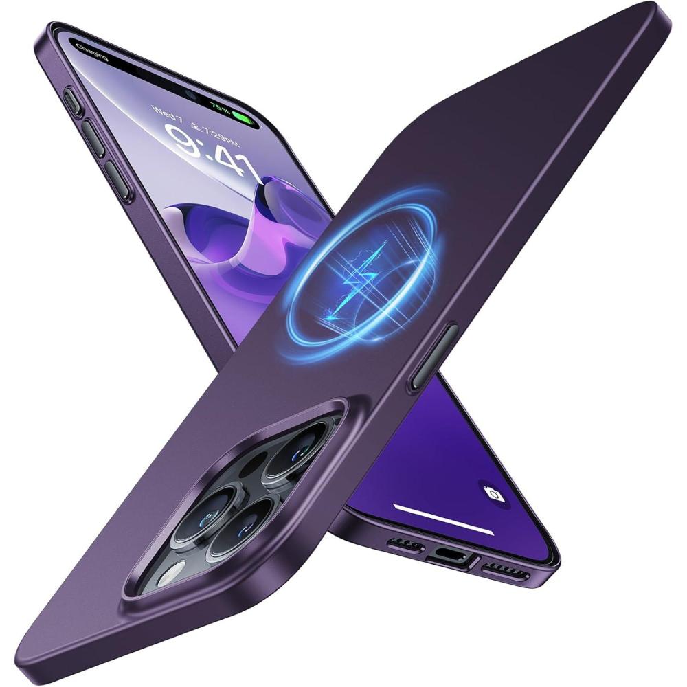 imageTORRAS Magnetic SlimFit for iPhone 15 Pro Max Case UltraThin 15 ProMax Phone Case Compatible with MagSafe Lightweight AntiScratch Matte Hard iPhone 15 ProMax Case 67 inch OriginFit BlackPurple