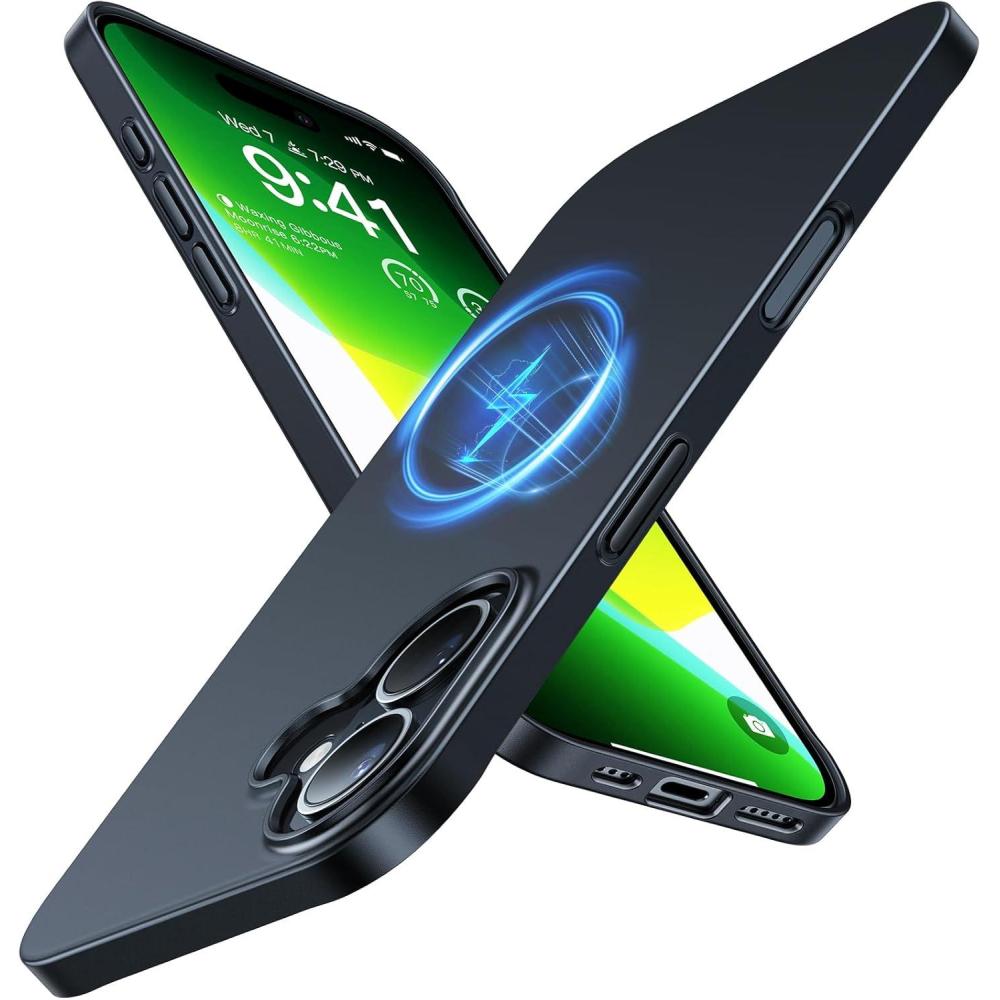 imageTORRAS Magnetic SlimFit for iPhone 16 Case 61 inch UltraThin 16 Phone Case Compatible with MagSafe Phone 16 Case Light AntiScratch Matte Hard PC Bayer OriginFit BlackBlack