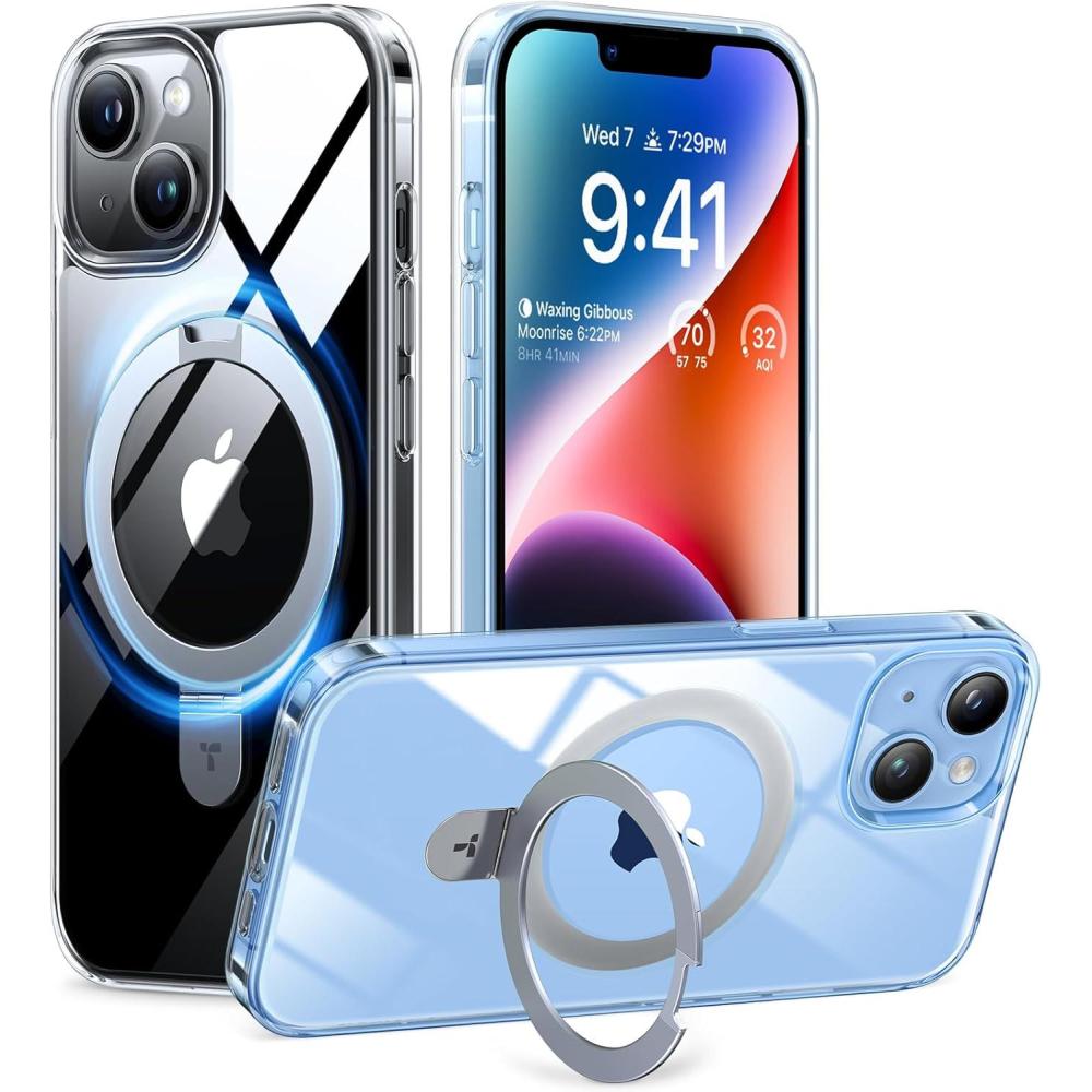 imageTORRAS UltraMagnetic Ostand for iPhone 16 Pro Case Compatible with MagSafe Flexible Stable Stand MilitaryGrade Protection Translucent Slim AntiScratch Ring Kickstand Frosted Black 63Crystal Clear