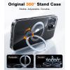 TORRAS 360 Spin Magnetic Stand for iPhone 16 Pro Max Case, Fit for MagSafe, Military Grade Protective Case for iPhone 16 Pro Max Phone Case with Kickstand Rotatable, Black 6.9 inch(Clear)