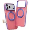 TORRAS O3 Hue for iPhone 17 Pro Max Case, 360 Magnetic Stand, Colorblock Airbag Impact Bumper, Compatible with Magsafe, Trendy, Aesthetic Design Phone Case for iPhone 17 Pro Max 6.9”, Violet Purple(Blush Pink)
