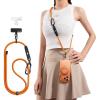 TORRAS Phone Lanyard with Hanging Loops, Adjustable Anti Theft Phone Strap Crossbody for iPhone 17 Pro Max,Skin-Friendly,2 Tabs, Universal Cell Phone Neck Lanyard for Daily & Outdoor Activities, Black(5-orange)