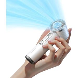 TORRAS COOLiFY iva Handheld Fan with Ice Cooler, 0-100 Adjustable Speed, Super Mini Powerful Portable Fan 5000mAh Rechargeable, Hand Fans for Travel Essentials, Outdoor, Gifts for Dad Women, Charcoal(Ivory)