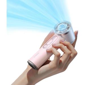TORRAS COOLiFY iva Handheld Fan with Ice Cooler, 0-100 Adjustable Speed, Super Mini Powerful Portable Fan 5000mAh Rechargeable, Hand Fans for Travel Essentials, Outdoor, Gifts for Dad Women, Charcoal(Pink)