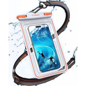 TORRAS IPX8 Waterproof Phone Pouch Floating, Underwater Screen Touchable, Water Proof Case with Lanyard for iPhone 17 Pro Max 16 S25, Cellphone Dry Bag Cruise Essentials 7.0 inch, Black(1 Pack-White)