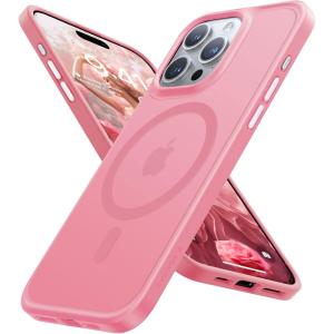 TORRAS Magnetic Shockproof for iPhone 16 Case,18N Mighty Magnetic, 12FT Military Grade Drop Tested, Fit for MagSafe, Protective Hard Back Plastic Slim Phone Case for iPhone 16 6.1″, Black Titanium(Light Pink)