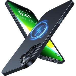 TORRAS Magnetic Slim-Fit for iPhone 16 Case 6.1 inch, Ultra-Thin 16 Phone Case Compatible with MagSafe Phone 16 Case, Light Anti-Scratch Matte Hard PC Bayer OriginFit, Black(Black)