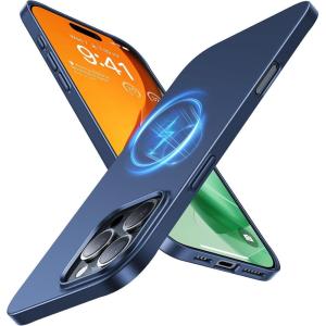 TORRAS Magnetic Slim-Fit for iPhone 16 Pro Max Case 6.9 inch, Ultra-Thin 16 ProMax Phone Case Compatible with MagSafe, Light Anti-Scratch Matte Hard PC Bayer OriginFit, Black(5-Navy Blue)