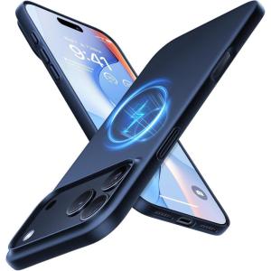 TORRAS Magnetic Slim-Fit for iPhone 17 PRO MAX Case, Ultra-Thin 17 ProMax Phone Case Compatible with MagSafe, Light Anti-Scratch Matte Hard PC Bayer 6.9 inch OriginFit, Glossy Orange(2-Blue)