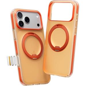 TORRAS O3 Hue for iPhone 17 Pro Max Case, 360 Magnetic Stand, Colorblock Airbag Impact Bumper, Compatible with Magsafe, Trendy, Aesthetic Design Phone Case for iPhone 17 Pro Max 6.9”, Violet Purple(Golden Citrus)