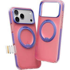 TORRAS O3 Hue for iPhone 17 Pro Max Case, 360 Magnetic Stand, Colorblock Airbag Impact Bumper, Compatible with Magsafe, Trendy, Aesthetic Design Phone Case for iPhone 17 Pro Max 6.9”, Violet Purple(Blush Pink)