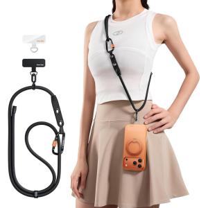 TORRAS Phone Lanyard with Hanging Loops, Adjustable Anti Theft Phone Strap Crossbody for iPhone 17 Pro Max,Skin-Friendly,2 Tabs, Universal Cell Phone Neck Lanyard for Daily & Outdoor Activities, Black(1-black)