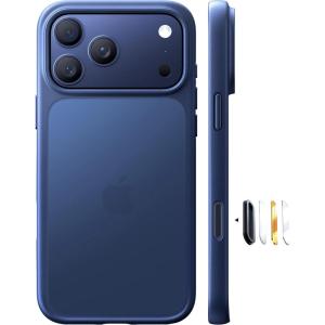 TORRAS Shockproof for iPhone 17 Pro Max Case with Camera Control Button, [12FT Military Grade Drop Protection] Enhanced Grip & Soft Touch Translucent Slim 17 Pro Max Case with 3 Colors Buttons, Black(Deep Blue)