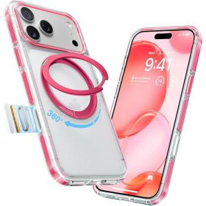 TORRAS for iPhone 17 Pro Max Case, 360 Magnetic Stand, [Fit for MagSafe] [4X Military-Grade Protection] Slim Case for iPhone 17 Pro Max, 6.9″, Translucent Deep Blue, Ostand O3 Fitness Series(H-Clear Pink)