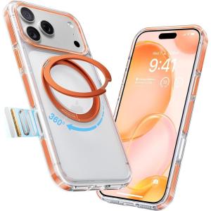 TORRAS for iPhone 17 Pro Max Case, 360 Magnetic Stand, [Fit for MagSafe] [4X Military-Grade Protection] Slim Case for iPhone 17 Pro Max, 6.9″, Translucent Deep Blue, Ostand O3 Fitness Series(G-Clear Orange)