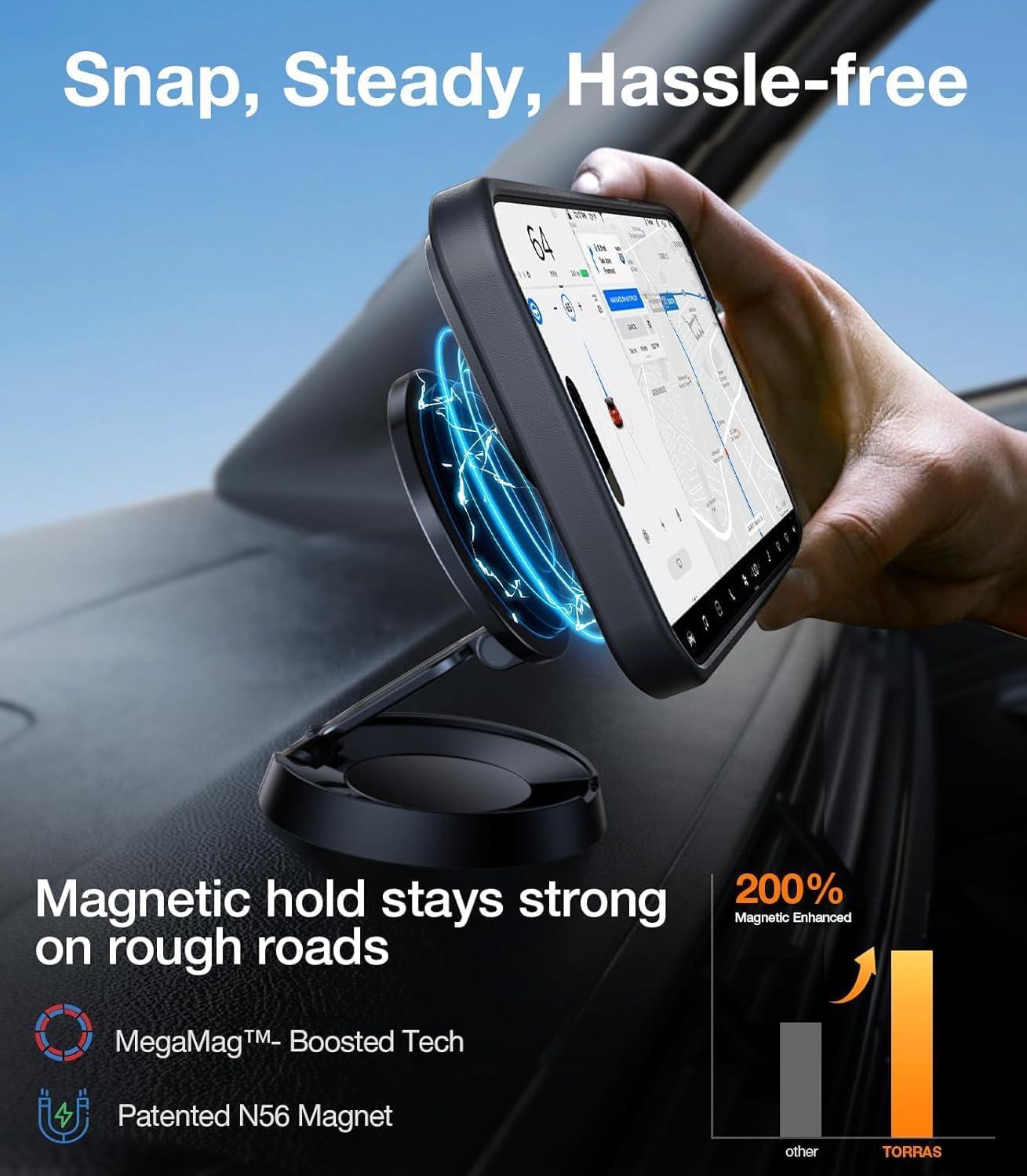 imageTORRAS 360 Stand Magnetic Case for iPhone 16 Case Full Camera ProtectionFit for MagSafe16FT MilGrade Drop Protection Slim Case for 16 iPhone Phone Case with Kickstand 61 Diamond ClearBlack Titanium